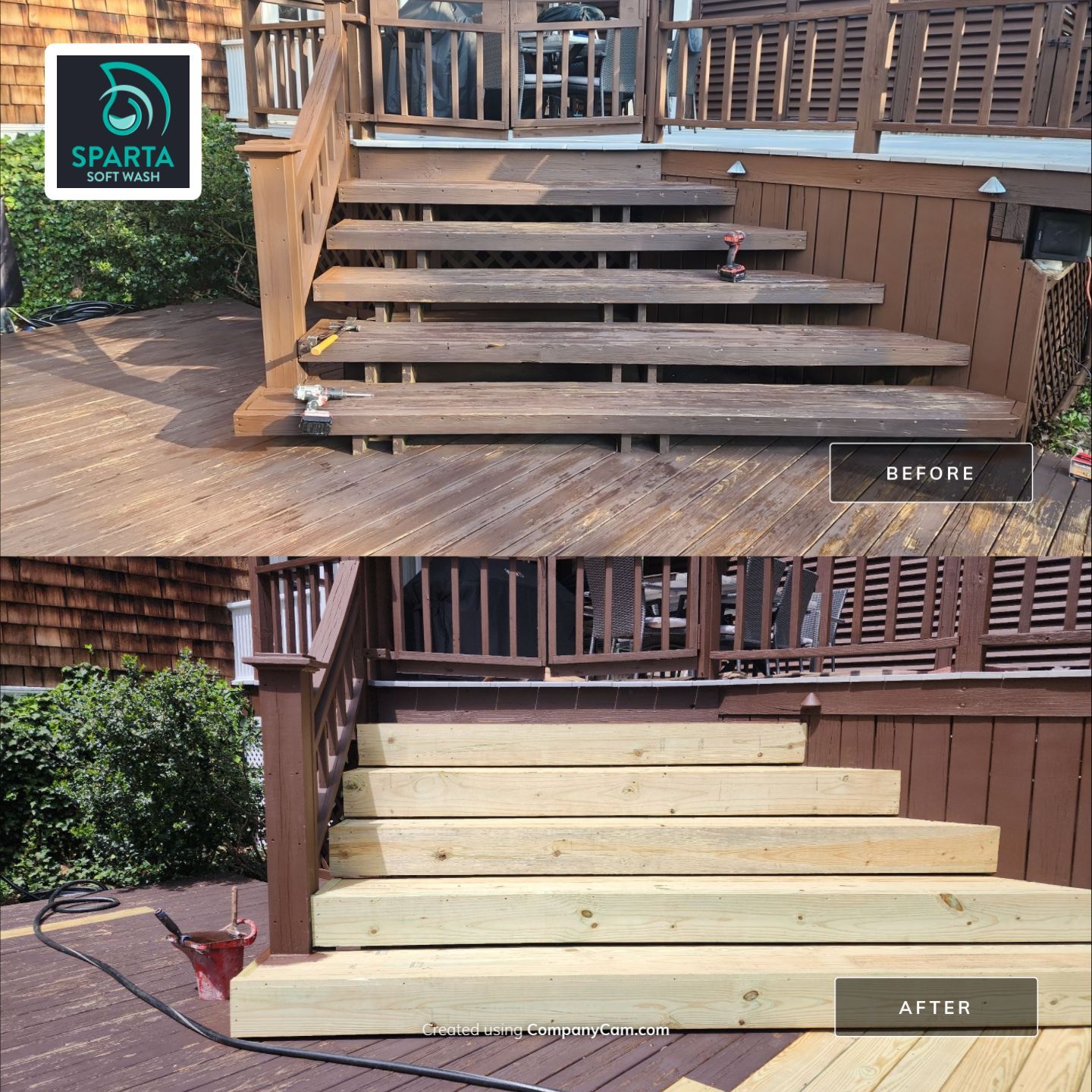Deck Cleaning, Deck Restoration & Deck Staining in Warwick, NY – Staircase Replacement Project